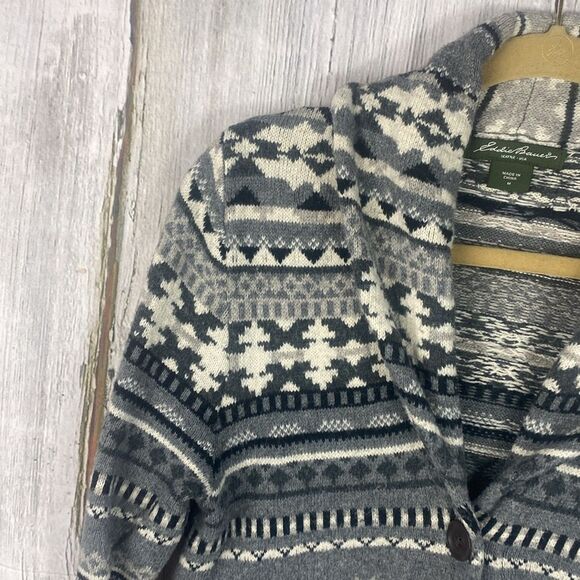 Eddie Bauer Fair Isle Knit Wool Blend Cardigan Size Medium   69 - Picture 2 of 10